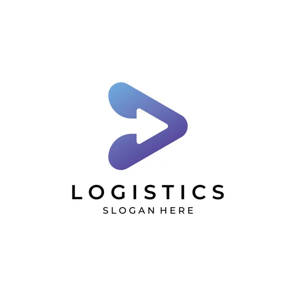 Lojistik şirketi vektör logosu, ok simgesi logosu, hızlı dijital dağıtım logosu.