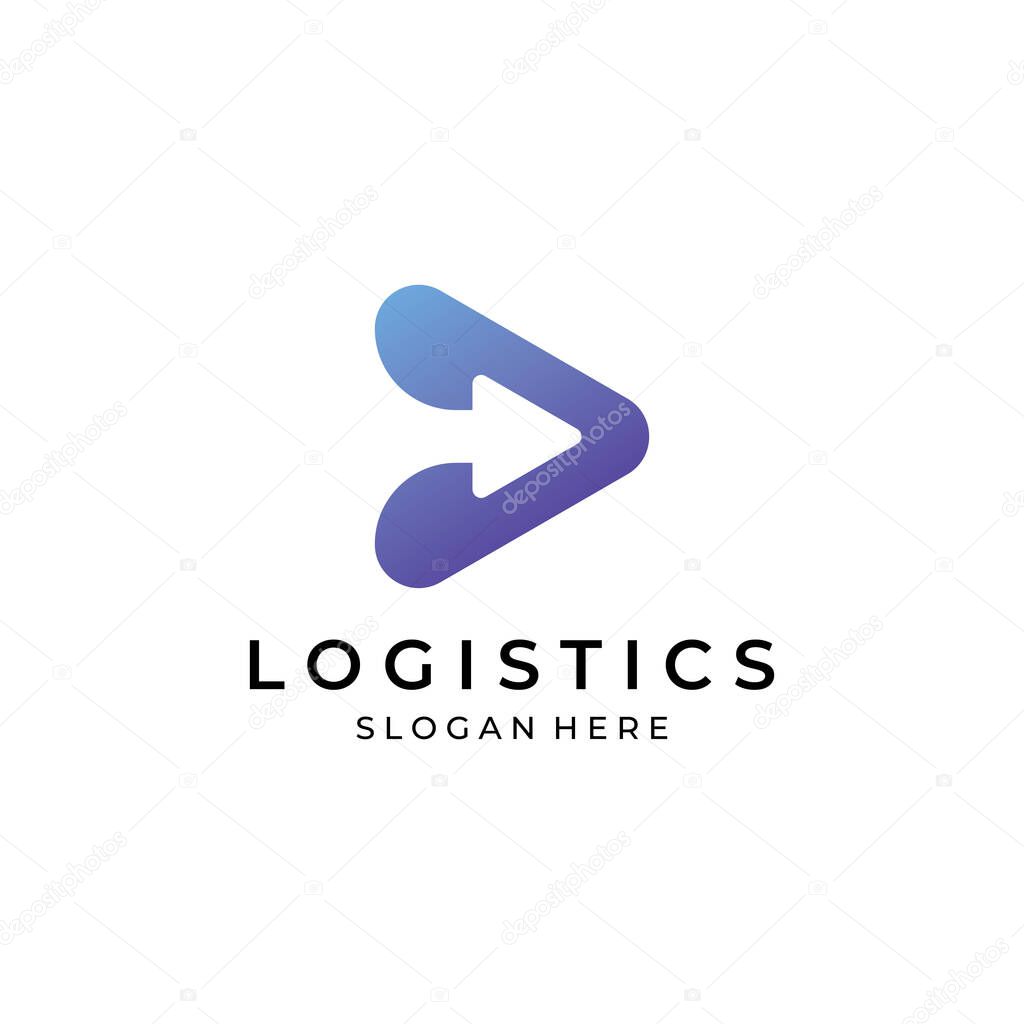Logistics company vector logo, arrow icon logo, fast digital delivery logo.