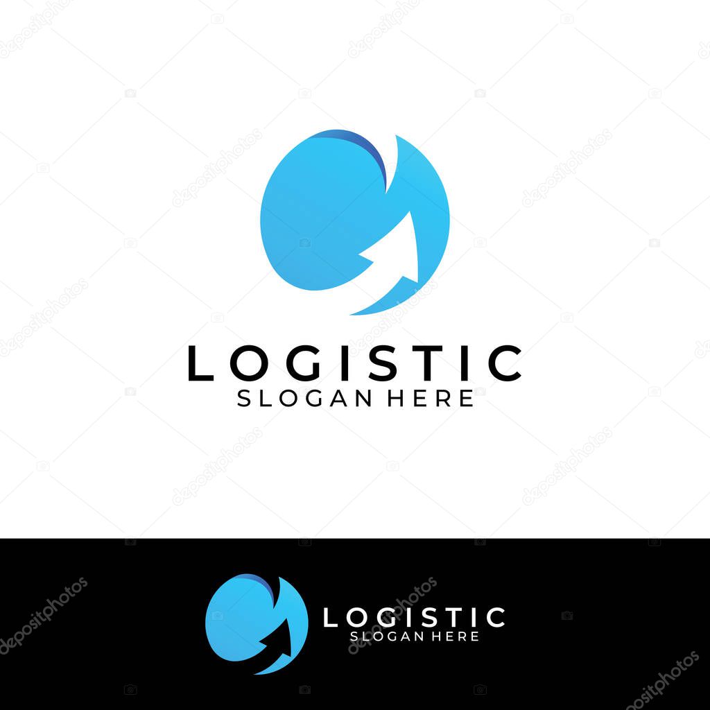 Logistics company vector logo, arrow icon logo, fast digital delivery logo.