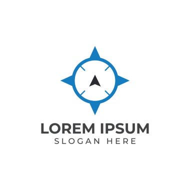 Pusula logosu, yön rehberi veya pandomi.Pusula logo vektör simgesi.