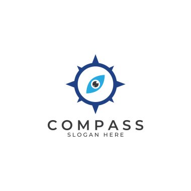 Pusula logosu, yön rehberi veya pandomi.Pusula logo vektör simgesi.