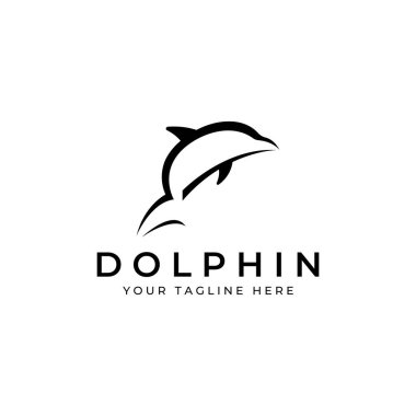 Yunus logosu. Yunuslar denizin ya da plajın dalgalarında zıplarlar..