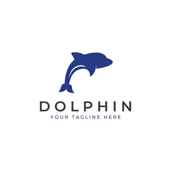 Logo Dauphin Les Dauphins Sautent Sur Les Vagues Mer Plage — Image vectorielle