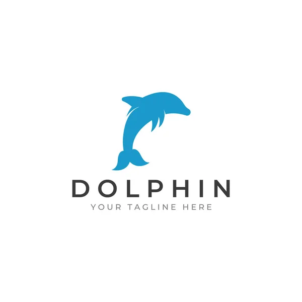 Logo Dauphin Les Dauphins Sautent Sur Les Vagues Mer Plage — Image vectorielle