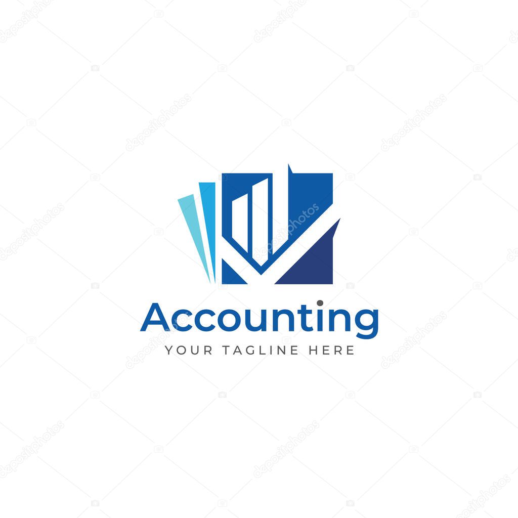 Financial accounting logo, with check mark for financial accounting stock chart analysis. With modern vector illustration concept.