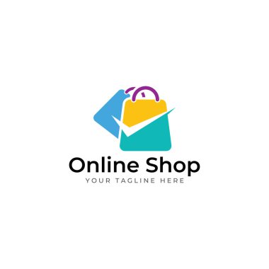 Logo alışveriş çantası ve online alışveriş arabası. Logo satışlar, indirimler ve dükkanlar için uygundur..