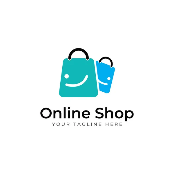 Logo Saco Compras Compras Line Cart Logo Adequado Para Vendas — Vetor de Stock