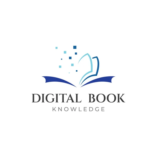 Eğitimsel dijital kitap ve çevrimiçi bilgi öğrenme kitabı logosu ve sembol vektör simgesi.