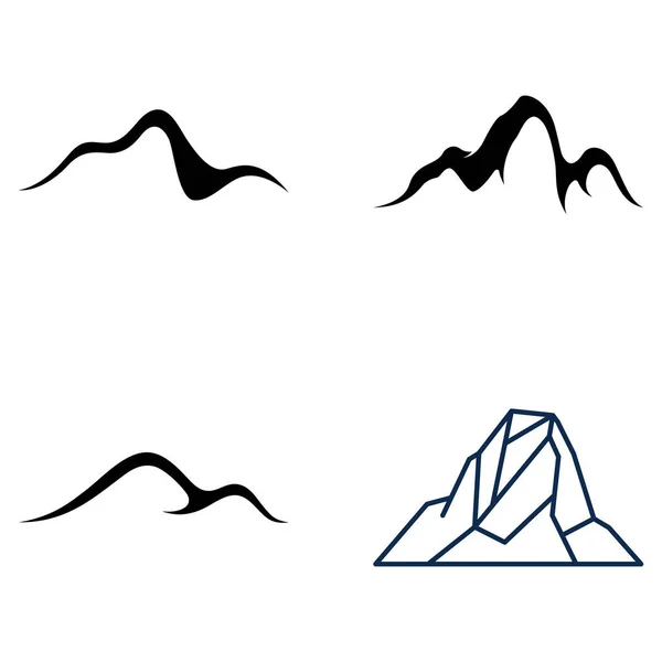 Dağ manzarası, minimalist bir tasarımı var. Fotoğrafçılar, tırmanışçılar ve maceracılar için logo.