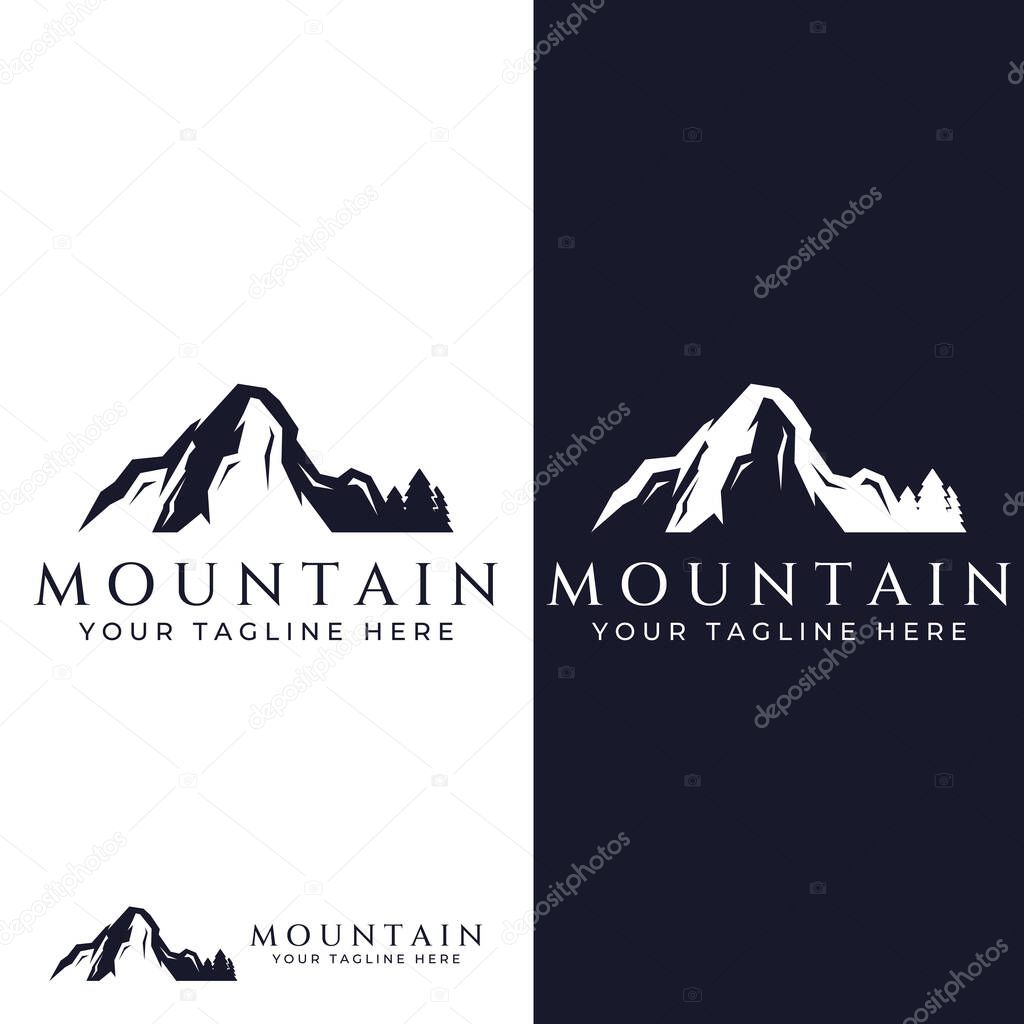 Mountain landscape view, with a minimalist design. Logo for photographers, climbers and adventurers.