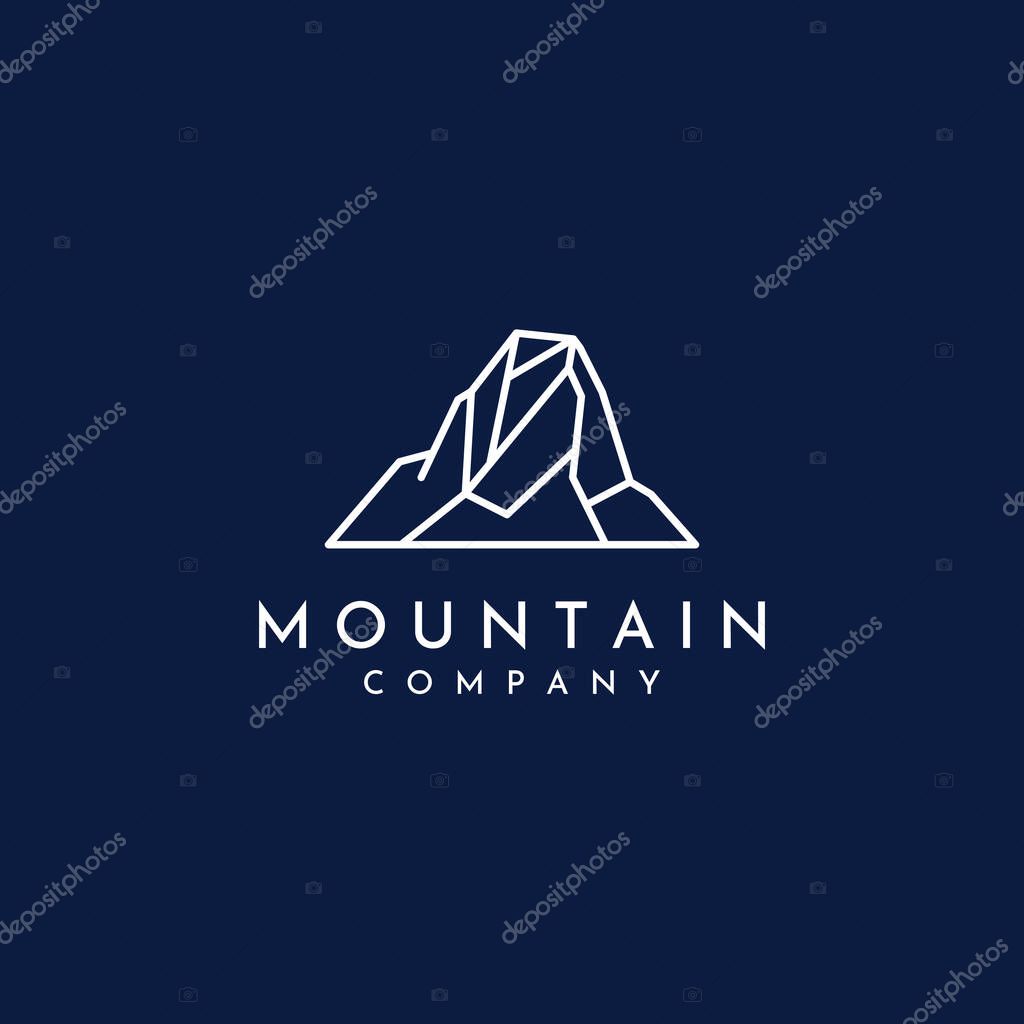 Mountain landscape view, with a minimalist design. Logo for photographers, climbers and adventurers.