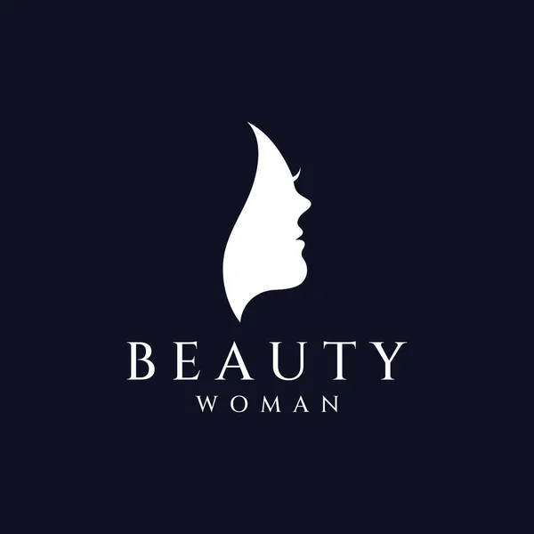 Silhouette Schönes Frauengesicht Mit Blättern Logo Für Damensalon Und Hautpflege — Stockvektor