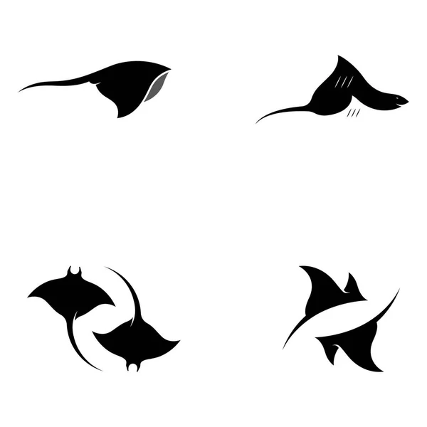 Marine Animal Stingray Batoidea Logo Design — Stok Vektör