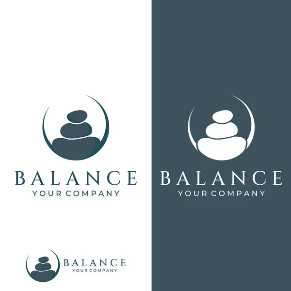 Logo Minimalist Zen Stones Balancing Stones Neatly Stacked Stones Stones — Stock Vector