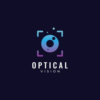 Modern renkli soyut logo görüşü, dijital görüş, optik görüş, teknoloji vizyonu, gezegen görüşü ve görme merkezi.