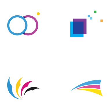 Abstract colorful logo digital printing, printing services, media, technology and the internet.