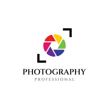 Photography camera logo, lens camera shutter, digital, line, professional, elegant and modern. The logo can be used for studios, photography and other businesses.