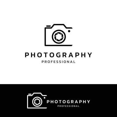 Photography camera logo, lens camera shutter, digital, line, professional, elegant and modern. The logo can be used for studios, photography and other businesses.