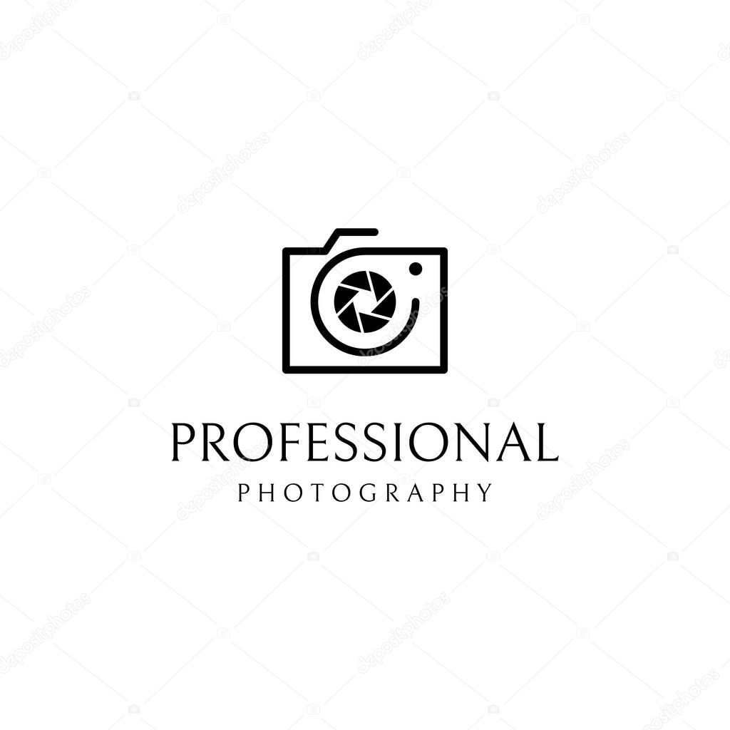 Photography camera logo, lens camera shutter, digital, line, professional, elegant and modern. The logo can be used for studios, photography and other businesses.