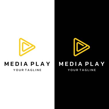 Media logo play button with modern triangle, with line shape, abstract, colorful and simple.