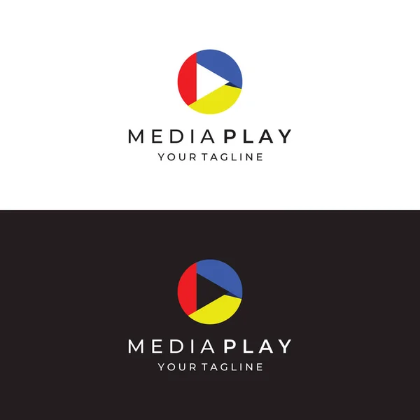 Media Logo Play Button Modern Triangle Line Shape Abstract Colorful — Image vectorielle