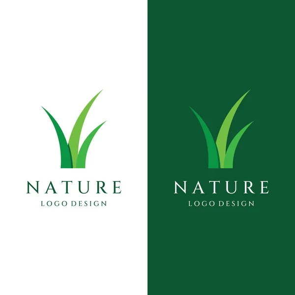 Natural Green Grass Meadow Mowed Grass Element Logo Spring — Vetor de Stock