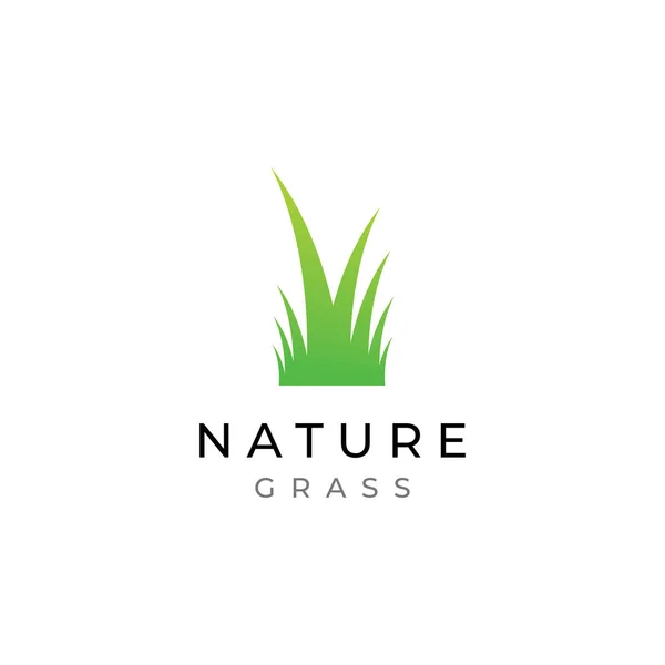 Natural Green Grass Meadow Mowed Grass Element Logo Spring — Vetor de Stock