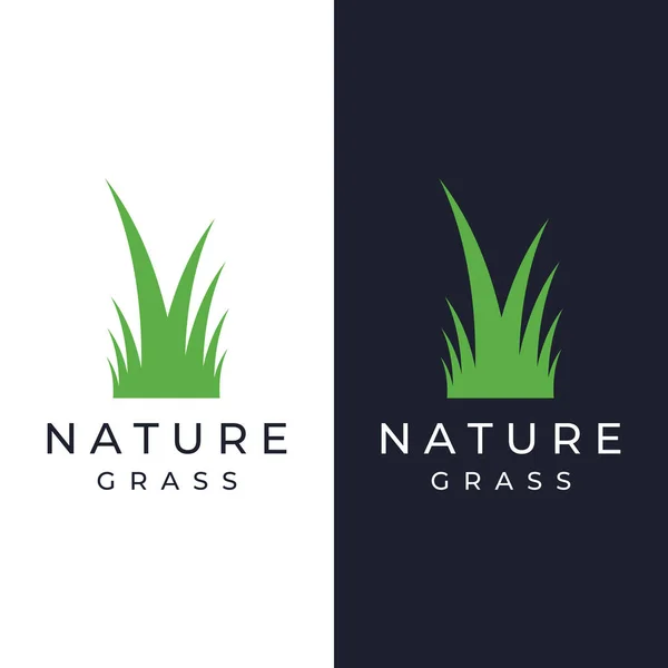 Natural Green Grass Meadow Mowed Grass Element Logo Spring — Vetor de Stock