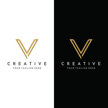 Initial letter V logo with artistic monogram. Modern, luxurious and elegant logo. Isolated background.