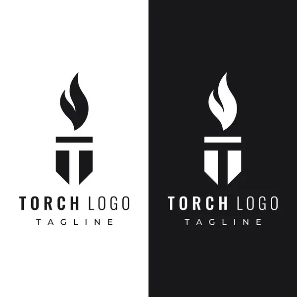 Minimalist Liberty Torch Logo Torch Simple Shape Elegant Letter Fire — Wektor stockowy