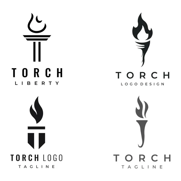 Minimalist Liberty Torch Logo Torch Simple Shape Elegant Letter Fire — Vector de stock