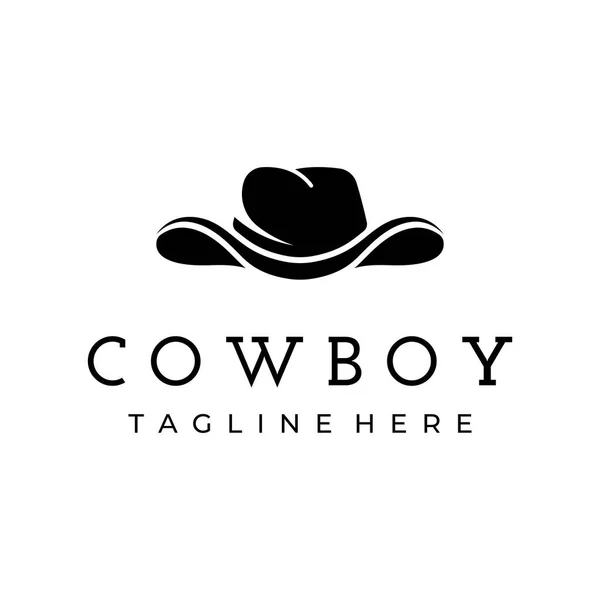 Simple Silhouette Cowboy Hat Minimalist Logo Isolated Black White Background — стоковый вектор