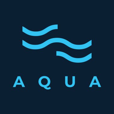 Doğal mavi su logosu. Ana hatlı soyut bir tasarım. İçme veya maden suyu simgesi..