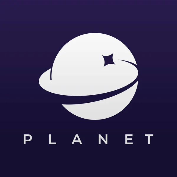 Логотип Космічної Планети Векторний Дизайн Оточений Кільцями Або Орбітами Плакатів — стоковий вектор