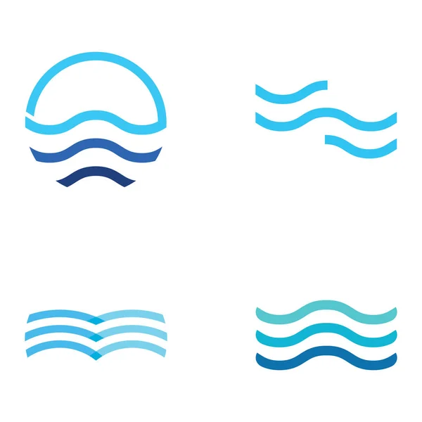 Logotipo Agua Pura Azul Natural Diseño Abstracto Aqua Con Contorno — Vector de stock
