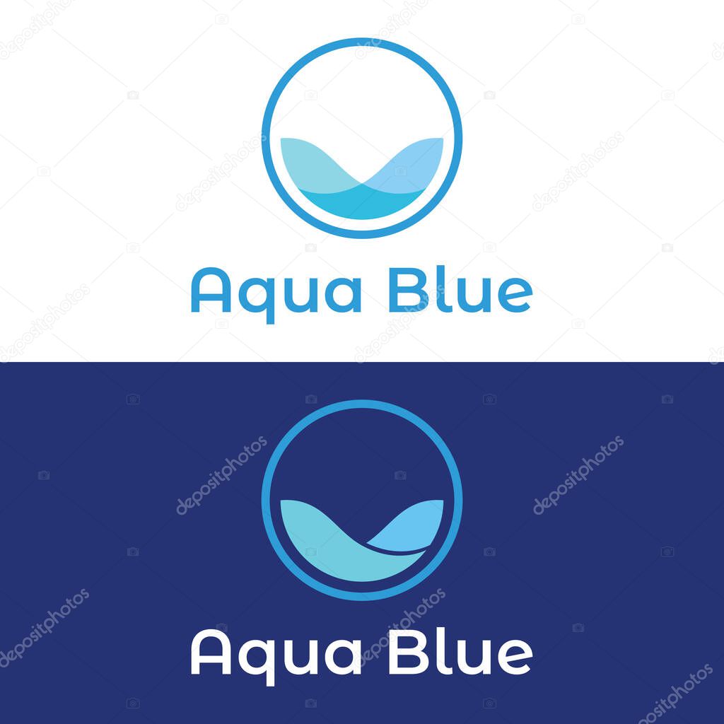Natural blue pure aqua water logotype.Aqua abstract design with outline.Drinking or mineral water sign icon.