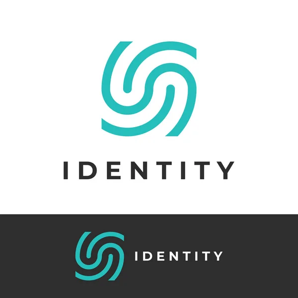 Moderne Menselijke Vingerafdruk Logotype Vingerafdruk Voor Identiteit Visitekaartje Technologie Digitaal — Stockvector