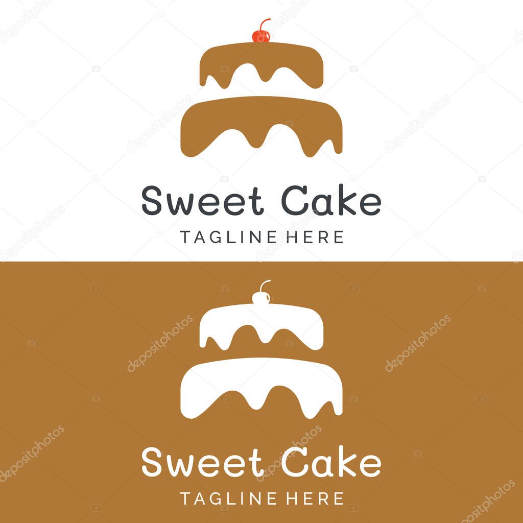 Cake or bread logo design.Sweet cakes, birthday cakes, cup cakes, cakes with cherries.Logos for businesses, cake shops, cake shops etc.