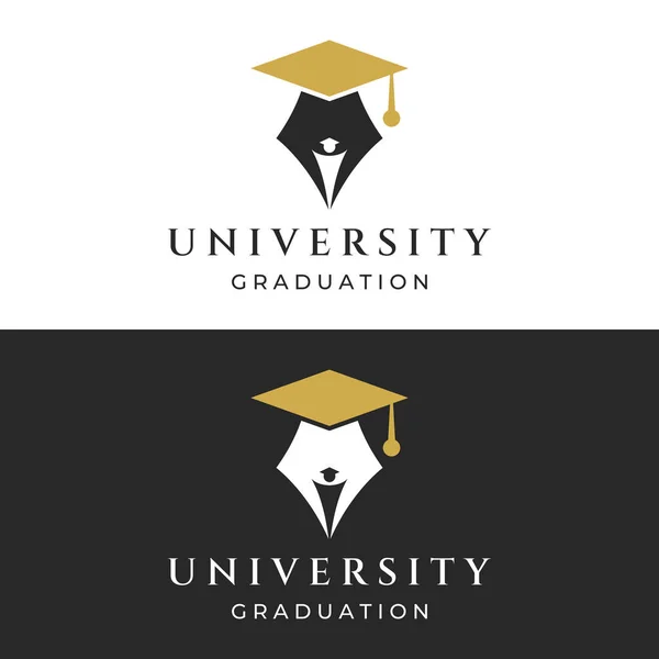 Conception Créative Logo Éducation Des Étudiants Avec Signe Chapeau Livre — Image vectorielle