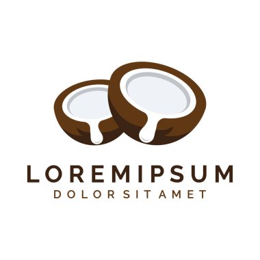 Doğal taze hindistan cevizi yaratıcı logosu. Hindistan cevizi içecek ürünleri için logo. Şirketler ve İş dünyası..