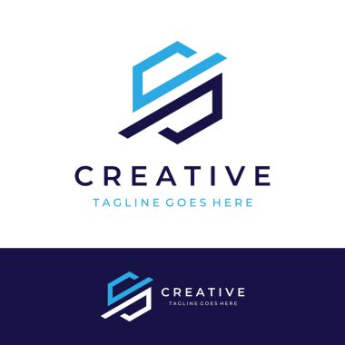 Yaratıcı basit geometrik küp veya altıgen kutu logosu. Teknoloji, medya ve nakliye hizmetleri için logo.