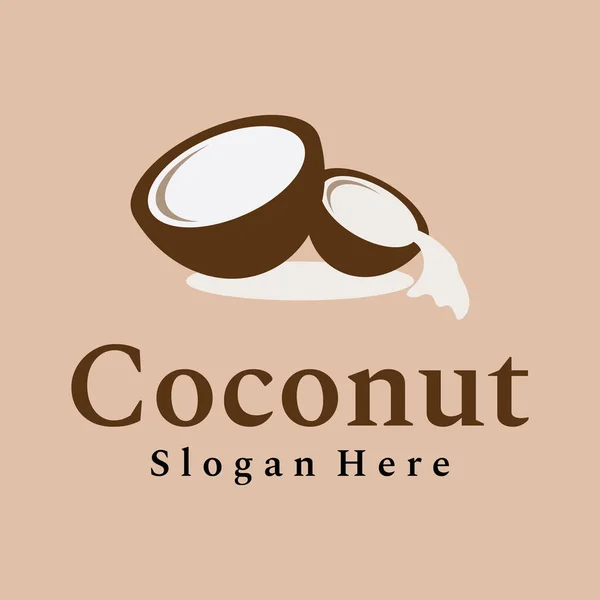 Натуральный Свежий Молодой Кокосовый Креативный Логотип Логотип Производства Кокосовых Напитков — стоковый вектор