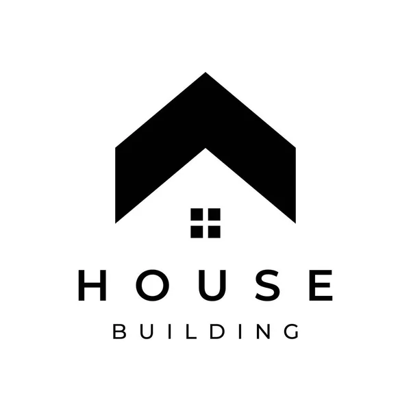 Creative Logo Monogram Geometric House Residential Building Flat Linear Style — Stock Vector