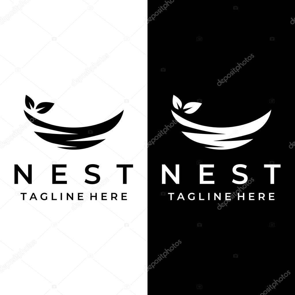 Bird's nest hipster logo design vector illustration.