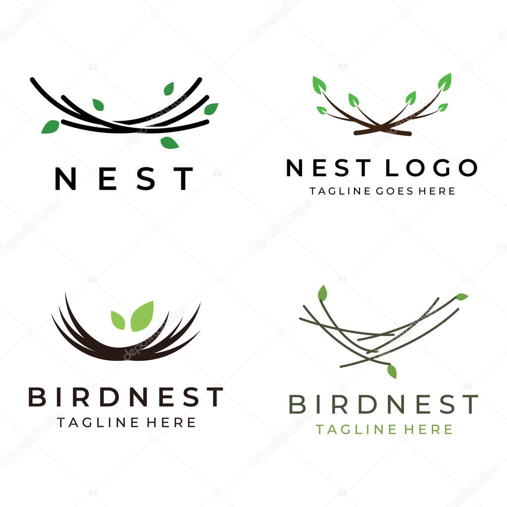 Bird's nest hipster logo design vector illustration.