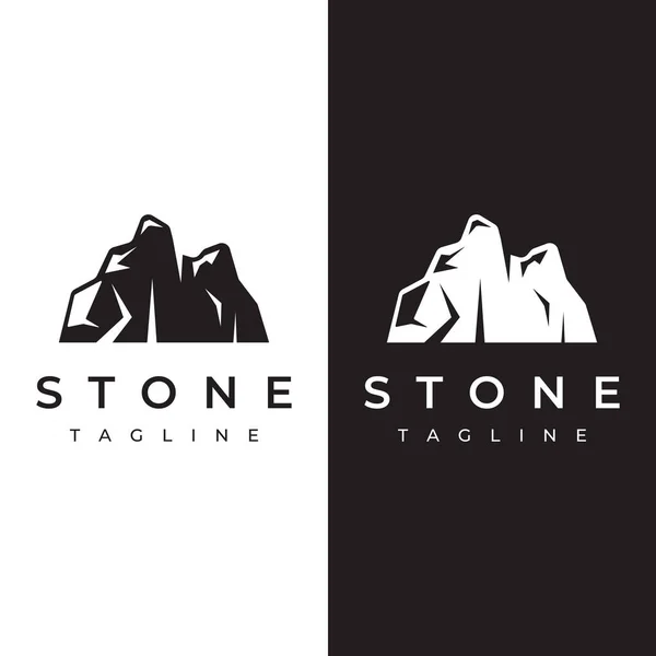 Silueta Piedra Natural Diseño Creativo Logo Abstracto Con Contorno Logotipo — Vector de stock