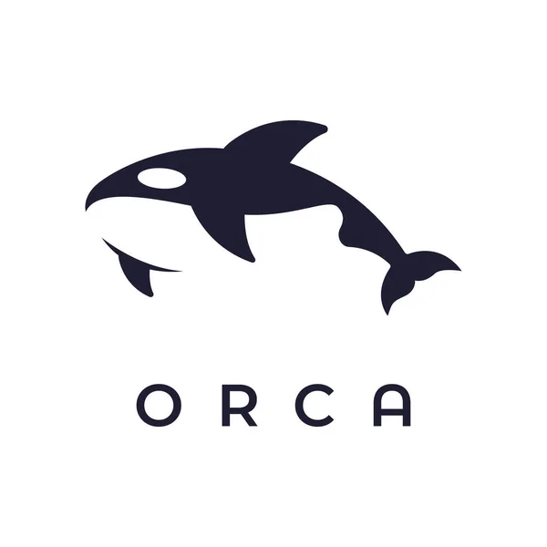Simple Orca Negro Ballena Animal Logo Diseño Creativo Asesino Animal — Vector de stock