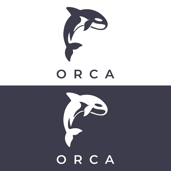 Simple Orca Negro Ballena Animal Logo Diseño Creativo Asesino Animal — Vector de stock