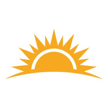 Su dalgası ve güneş ikonu vektör çizim logosu