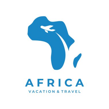 Afrika kıtasının soyut logosu, Afrika seyahati ve turları. Vektör tasarım konseptiyle.